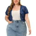 thumbnail image 1 of MODA NOVA Juniors Plus Size Lace Hollow Out Cropped Bolero Shrug Cardigan, 1 of 6