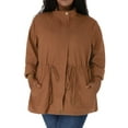 thumbnail image 1 of MODA NOVA Juniors Plus Size Long Sleeve Drawing Waist Fall Jacket 4X Brick Red, 1 of 8