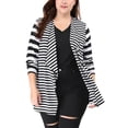 thumbnail image 1 of MODA NOVA Juniors' Plus Size Long Sleeve Mixed Striped Cardigan, 1 of 6