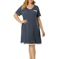 thumbnail image 1 of MODA NOVA Juniors Plus Size Nightgown Polka Dots V Neck Comfy Midi Sleepshirt, 1 of 6