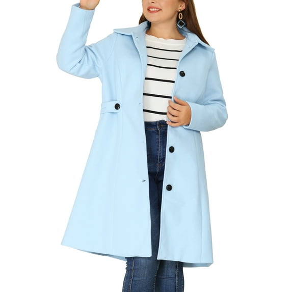 MODA NOVA Juniors Plus Size Overcoat Single Breasted Belted Long PeaCoat