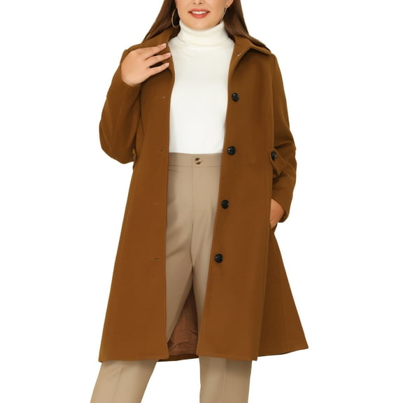 MODA NOVA Juniors Plus Size Overcoat Single Breasted Belted Long PeaCoat