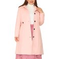 thumbnail image 1 of MODA NOVA Juniors Plus Size Overcoat Single Breasted Belted Long PeaCoat, 1 of 6