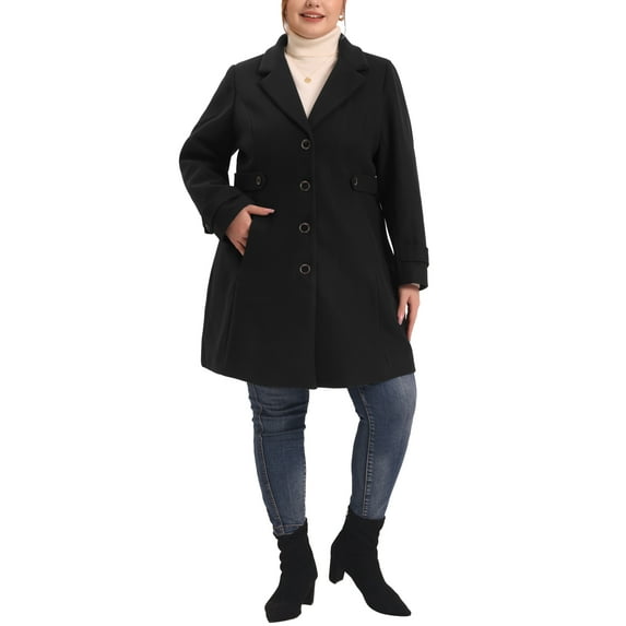 MODA NOVA Juniors Plus Size Pea Coat for Long Overcoat Elegant Winter Jacket Coats