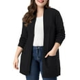 thumbnail image 1 of MODA NOVA Juniors Plus Size Relaxed Fit Open Front Long Sleeves Kimono Style Sweater Cardigan, 1 of 6
