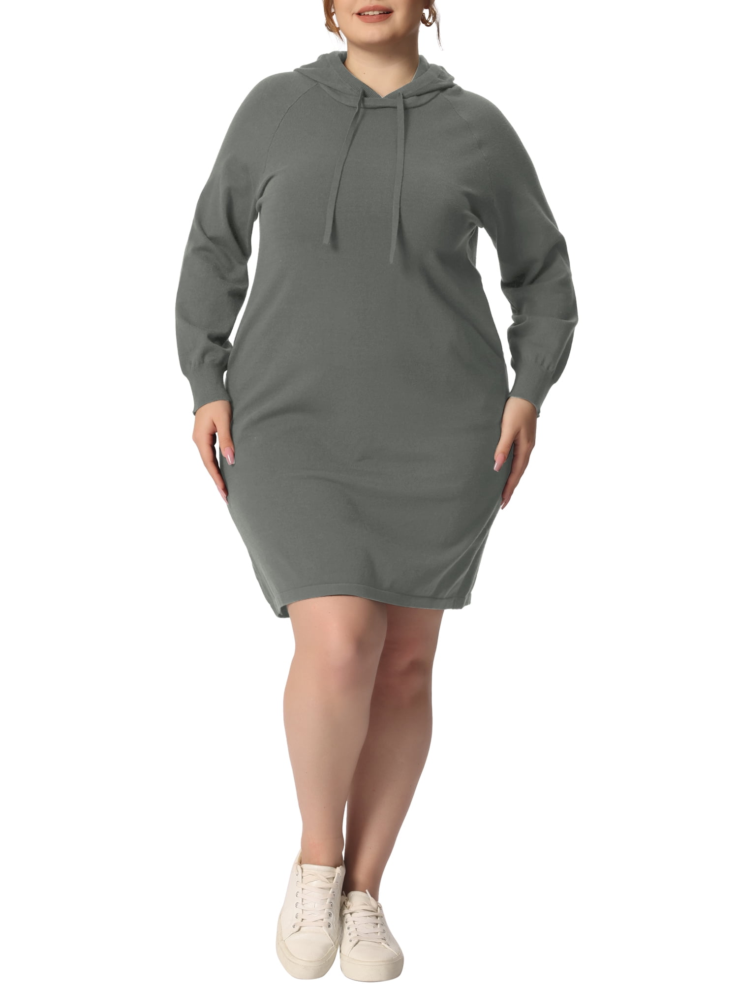 plus size hooded bodycon dress Deep V Hooded Plus Size Polyester Solid Color Sexy Party Autumn Winter   Canary Houze