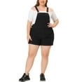 thumbnail image 1 of MODA NOVA Juniors' Plus Size Roll Hem Jeans Tapered Overalls Short Without Tube Top, 1 of 6