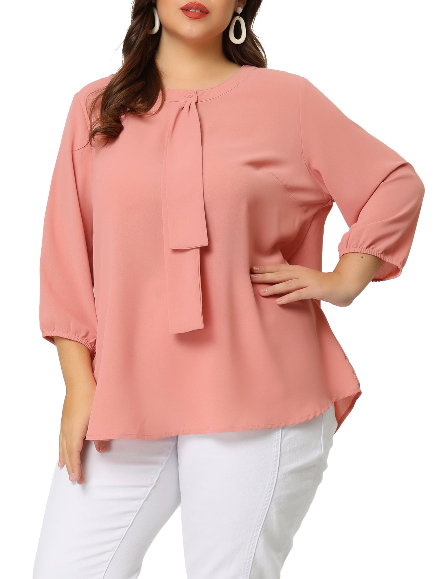 pink ruffle blouse plus size