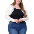 thumbnail image 1 of MODA NOVA Juniors Plus Size Sheer Floral Lace Shrug Open Front Crop Cardigan White 2X, 1 of 5