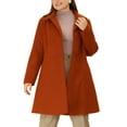 thumbnail image 1 of MODA NOVA Juniors Plus Size Single Breasted Cinched Waist Winter Long Coat 1X Red Brown, 1 of 5
