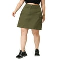 thumbnail image 1 of MODA NOVA Juniors' Plus Size Skorts Skirt A Line Casual Above Knee Zipper Front Flare Skirts Army Green 3X, 1 of 6