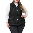 thumbnail image 1 of MODA NOVA Juniors Plus Size Sleeveless Drawstring Button Zip Denim Vest, 1 of 5