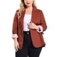 thumbnail image 1 of MODA NOVA Juniors Plus Size Stripe Cuff Notched Lapel Casual Blazer, 1 of 7