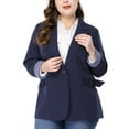 thumbnail image 1 of MODA NOVA Juniors Plus Size Stripe Cuff Notched Lapel Casual Blazer, 1 of 7