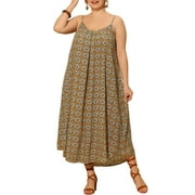 MODA NOVA Juniors Plus Size Summer Spaghetti Strap Beach Bohemian Midi Dress