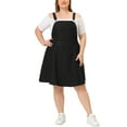 thumbnail image 1 of MODA NOVA Juniors' Plus Size Suspender Skirt Patch Pocket Side Button Denim Overall Dress, 1 of 6