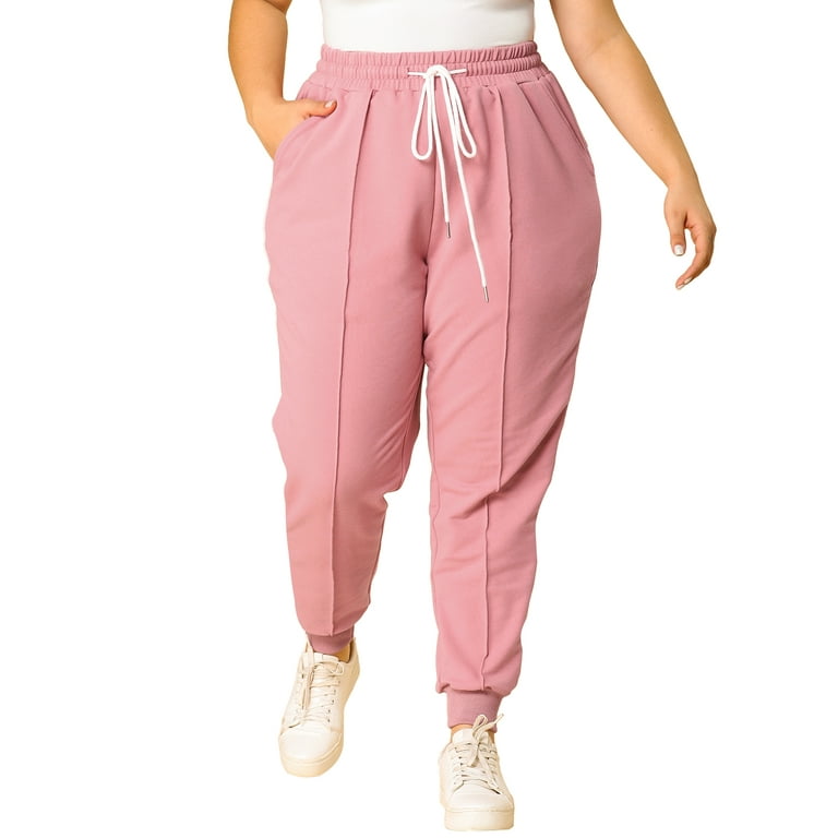 MODA NOVA Juniors' Plus Size Sweatpants Elastic Waist Jogger Pants Pink 3X