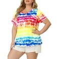 thumbnail image 1 of MODA NOVA Juniors' Plus Size T-Shirts Tie Dye Casual Tops Multi-color 5X, 1 of 6