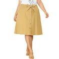 thumbnail image 1 of MODA NOVA Juniors' Plus Size Tie Waist Solid Color A Line Skirts, 1 of 6