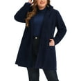 thumbnail image 1 of MODA NOVA Juniors Plus Size Winter Single Breasted Detachable Hooded Overcoat Navy Blue 4X, 1 of 5