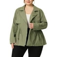 thumbnail image 1 of MODA NOVA Juniors Plus Size  Zipper Drawstring Boyfriend Jacket Green 2X, 1 of 6