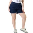thumbnail image 1 of MODA NOVA Juniors' Plus Size Denim Shorts Raw Hem Casual Shorts 4X Dark Blue, 1 of 7