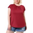thumbnail image 1 of MODA NOVA Juniors' Plus St Patrick's Day Ruched Short Sleeve Summer Tops Burgundy 3X, 1 of 6