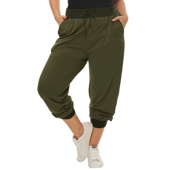 MODA NOVA Juniors' Plus Yoga Loose Casual Drawstring Harem Jogger Pant Green 23