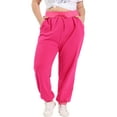 thumbnail image 1 of MODA NOVA Juniors' Plus Yoga Loose Casual Drawstring Harem Jogger Pant Rose 21, 1 of 5