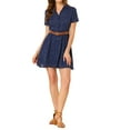 thumbnail image 1 of MODA NOVA Juniors Polka Dots Chiffon Button Front with Belt A-Line Mini Shirt Dress, 1 of 6