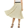 thumbnail image 1 of MODA NOVA Juniors Polka Dots Elastic High Waist Pleated  A-Line Swing Skirt Apricot XS, 1 of 6