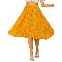 Mini Skirt Polka Dot Midi Skirt Yellow Women Mustard Polka Dot