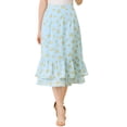 thumbnail image 1 of MODA NOVA Juniors Printed Elastic High Waist Ruffled Hem Zipper Midi Skirt, 1 of 5