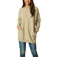 thumbnail image 1 of MODA NOVA Juniors' Round Neck Long Sleeve Casual Sweater with Pockets, 1 of 1