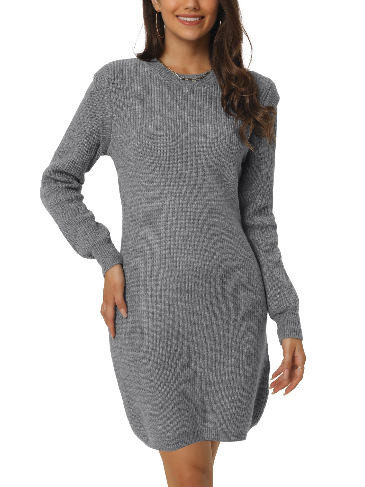 navy blue dress for baby girl MODA NOVA Juniors' Round Neck Long Sleeve Slim Fit Casual Fall Winter Mini Sweater  Dress