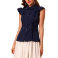 thumbnail image 1 of MODA NOVA Juniors Ruffled Bow Tie Peter Pan Collar Button Down Chiffon Shirt, 1 of 6