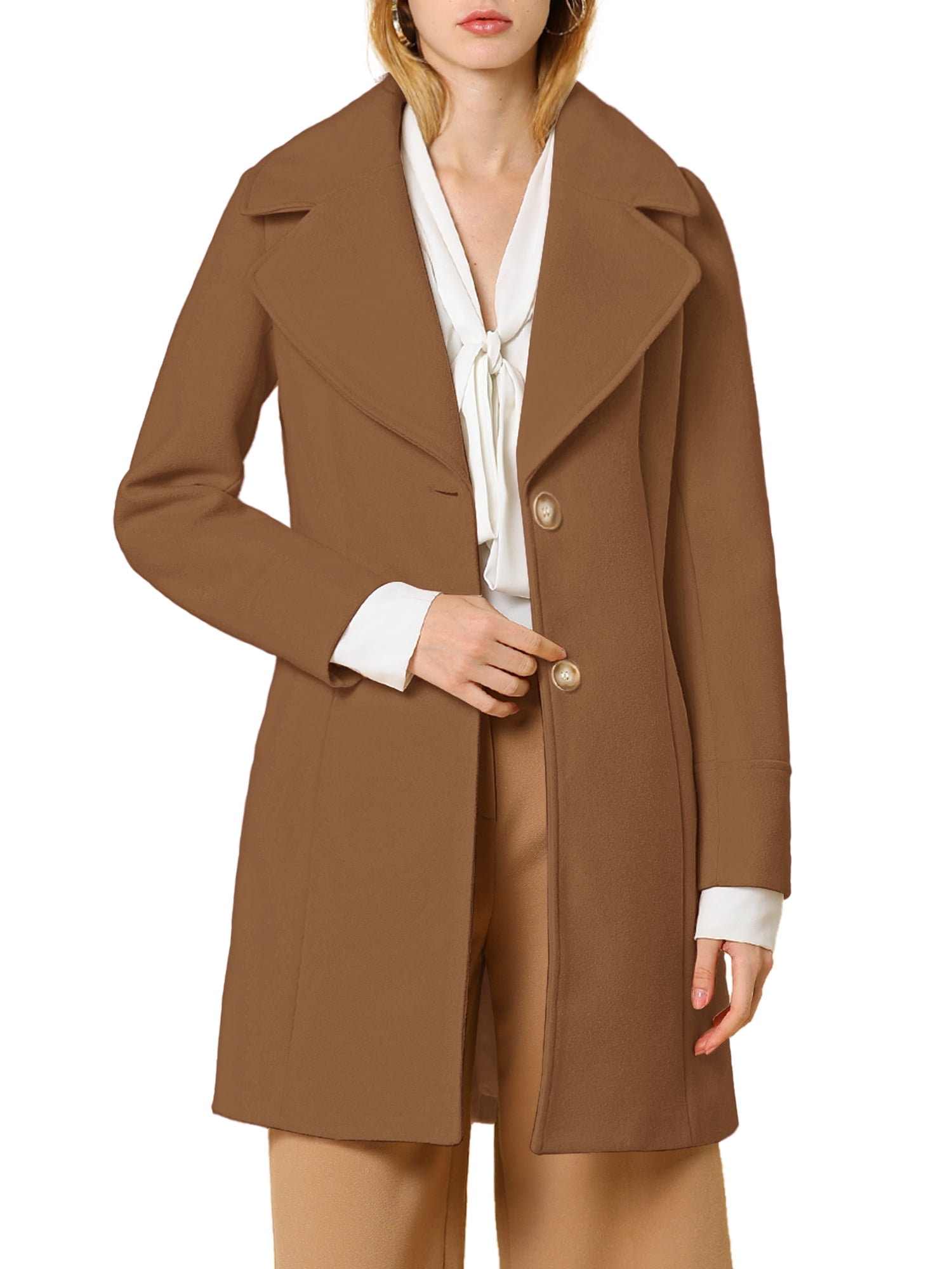 MODA NOVA Juniors Shawl Collar Single Breasted Mid-Thigh Winter