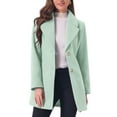 thumbnail image 1 of MODA NOVA Juniors Shawl Collar Single Breasted Mid-Thigh Winter Overcoat Green XL, 1 of 6