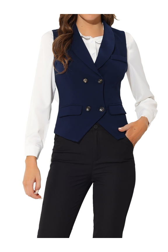 Juniors Shawl Lapel Sleeveless Button Racerback Suit Waistcoat