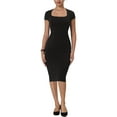 thumbnail image 1 of MODA NOVA Juniors Sheath Dress Square Neck Cap Sleeve Wear-to-Work Pencil Midi Dresses, 1 of 6
