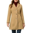 thumbnail image 1 of MODA NOVA Juniors Single Breasted Notched Lapel Long Sleeve Long Overcoat Khaki XL, 1 of 6