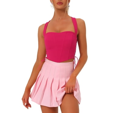 MODA NOVA Juniors Sleeveless Bustier Corset Lace-up Clubwear Party Crop Top