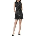 thumbnail image 1 of MODA NOVA Juniors Sleeveless Button Elegant Vintage  A-Line Round Neck Plaid Dress, 1 of 5