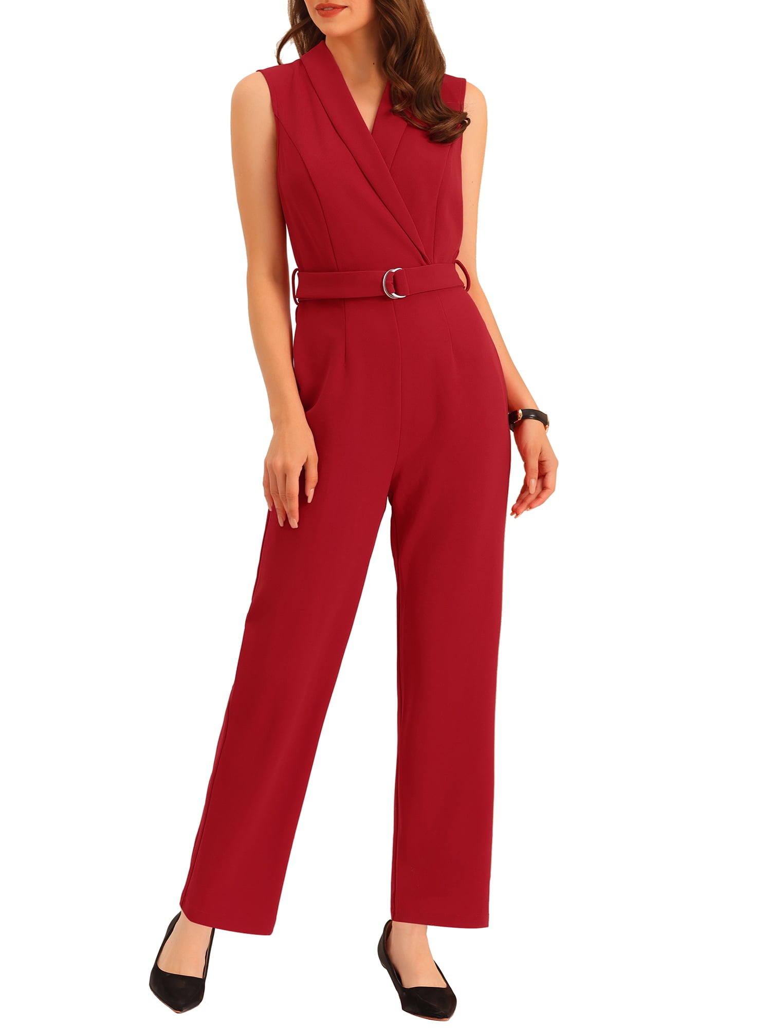 MODA NOVA Juniors Sleeveless Shawl Collar Office Belted Cropped 