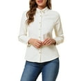 thumbnail image 1 of MODA NOVA Juniors Solid Shirts Long Sleeve Button Down Denim Shirt White M, 1 of 7