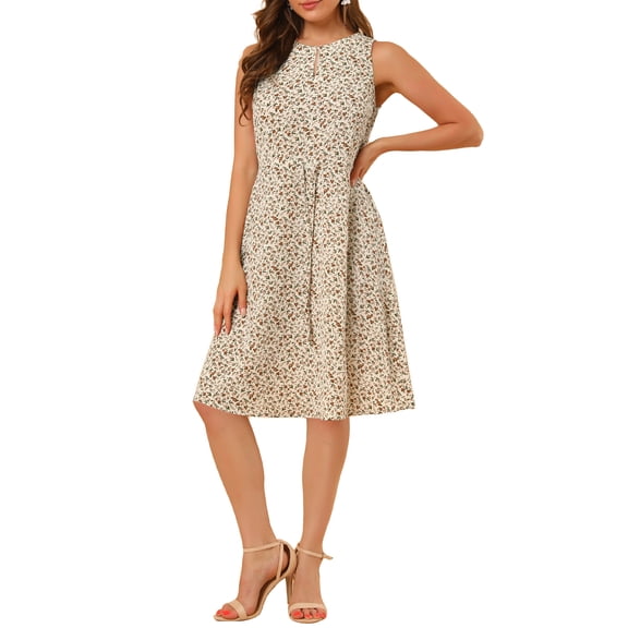 MODA NOVA Juniors Split Neck Printed Sleeveless Casual Dress