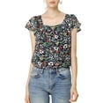 thumbnail image 1 of MODA NOVA Juniors Square Neck Ruffled Short Sleeve Floral Chiffon Blouse, 1 of 7