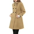 thumbnail image 1 of MODA NOVA Juniors Stand Collar Long Sleeves Double Breasted Trendy Winter Coat, 1 of 7