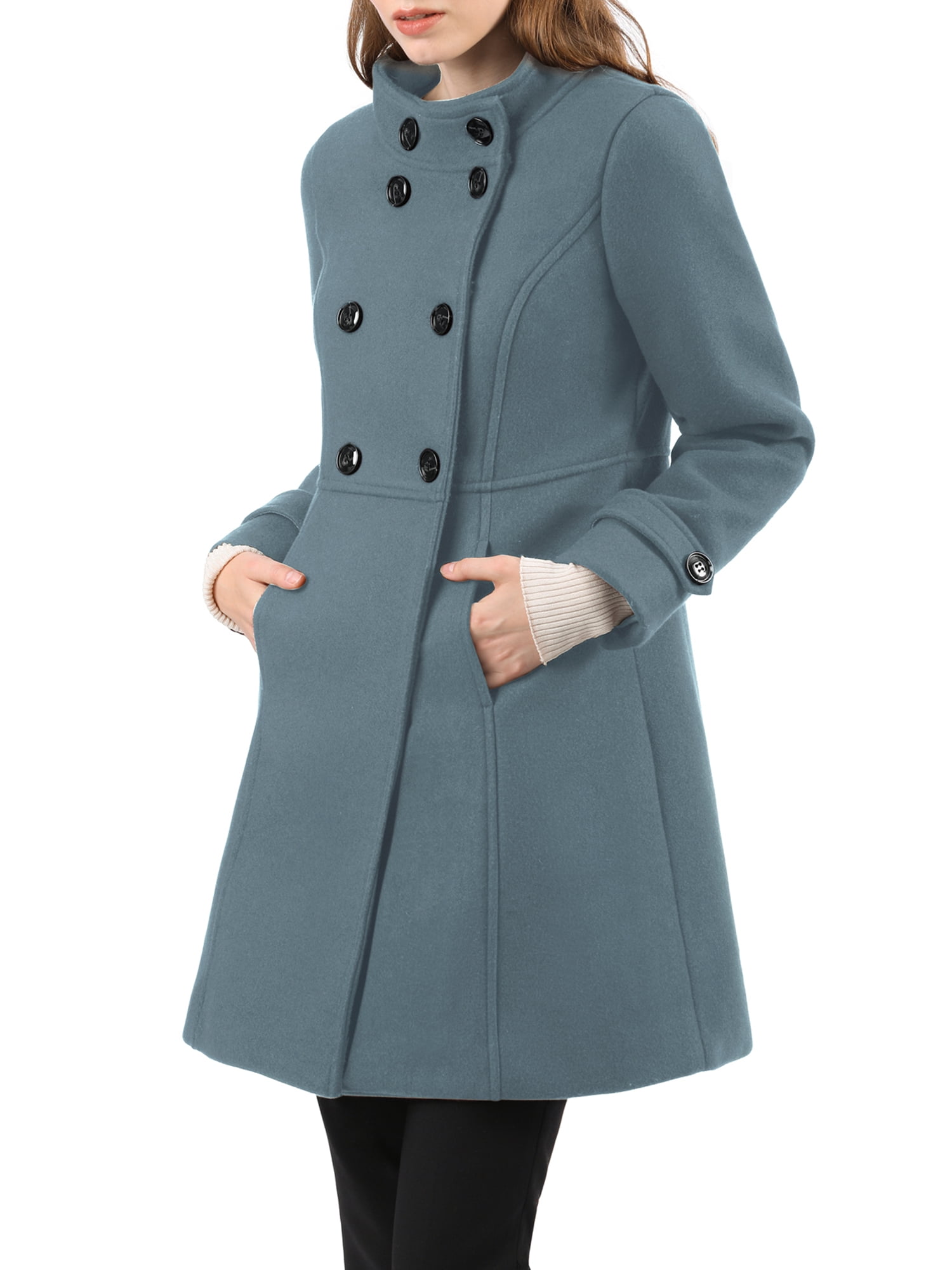 Collared Neck Long Sleeve Winter Coat