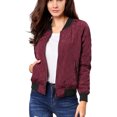 thumbnail image 1 of MODA NOVA Juniors Stand Collar Zip Up Raglan Sleeves Bomber Quilted Jacket, 1 of 7